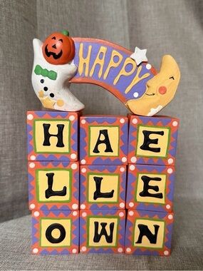 Vintage Midwest of Cannon Falls wooden Happy Halloween Letter Blocks Importers